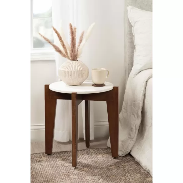 Kate and Laurel Icelyn Modern Living Room End Table for Use as Bedroom Nightstand or Large Indoor Plant Stand 19x19x19 WhiteNaturalWalnut Brown