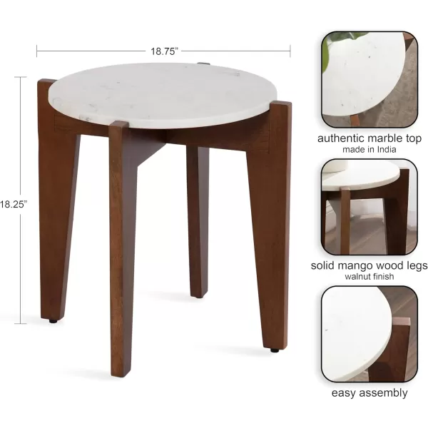 Kate and Laurel Icelyn Modern Living Room End Table for Use as Bedroom Nightstand or Large Indoor Plant Stand 19x19x19 WhiteNaturalWalnut Brown