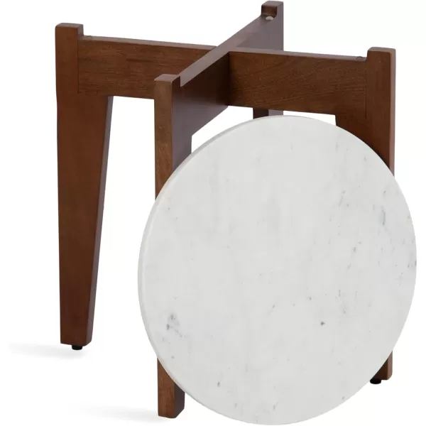 Kate and Laurel Icelyn Modern Living Room End Table for Use as Bedroom Nightstand or Large Indoor Plant Stand 19x19x19 WhiteNaturalWalnut Brown