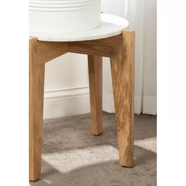 Kate and Laurel Icelyn Modern Living Room End Table for Use as Bedroom Nightstand or Large Indoor Plant Stand 19x19x19 WhiteNaturalWhiteNatural