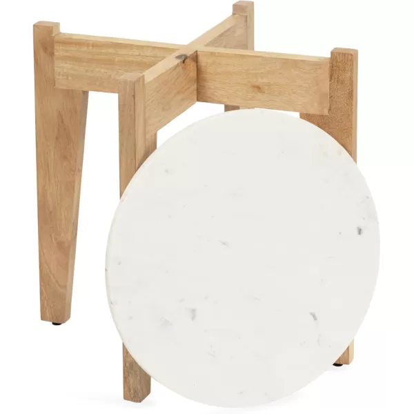 Kate and Laurel Icelyn Modern Living Room End Table for Use as Bedroom Nightstand or Large Indoor Plant Stand 19x19x19 WhiteNaturalWhiteNatural