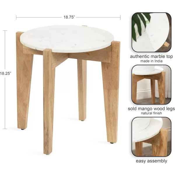 Kate and Laurel Icelyn Modern Living Room End Table for Use as Bedroom Nightstand or Large Indoor Plant Stand 19x19x19 WhiteNaturalWhiteNatural