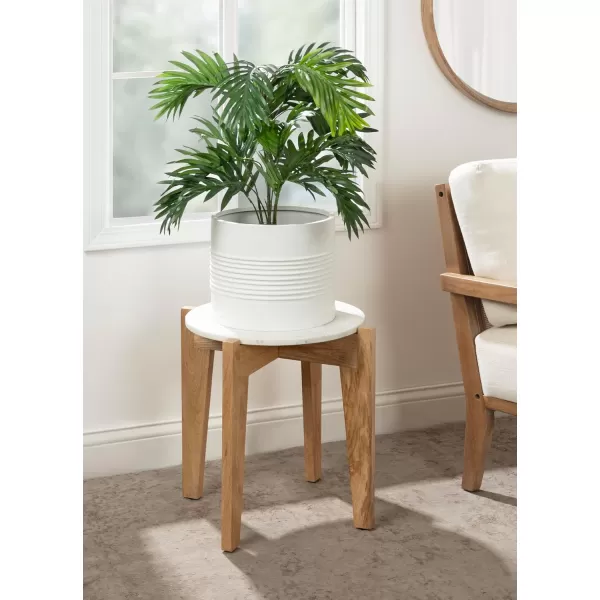 Kate and Laurel Icelyn Modern Living Room End Table for Use as Bedroom Nightstand or Large Indoor Plant Stand 19x19x19 WhiteNaturalWhiteNatural