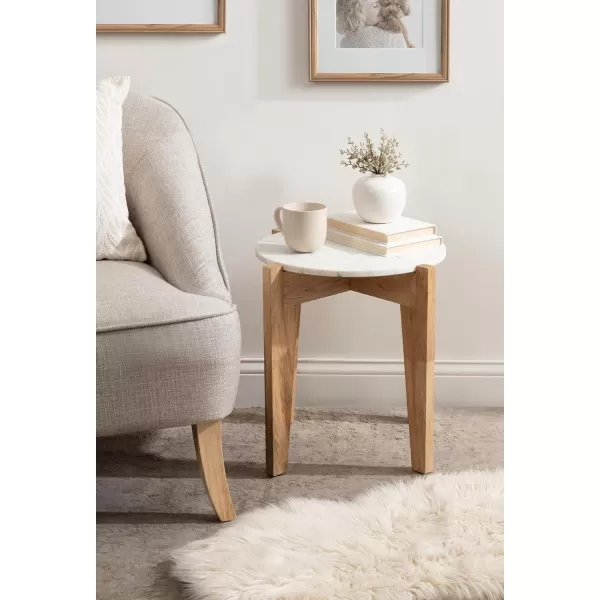 Kate and Laurel Icelyn Modern Living Room End Table for Use as Bedroom Nightstand or Large Indoor Plant Stand 19x19x19 WhiteNaturalWhiteNatural