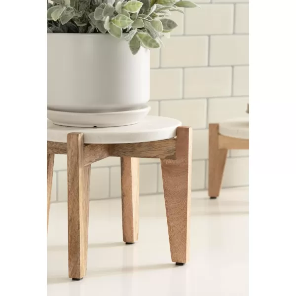 Kate and Laurel Icelyn Modern Marble TwoPiece Plant Stands Set of 2 Gold and Marble Authentic Marble Indoor Plant Stand Set for Use as Living Room Decor or Decorative Tabletop RisersWhiteNatural
