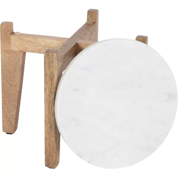 Kate and Laurel Icelyn Modern Marble TwoPiece Plant Stands Set of 2 Gold and Marble Authentic Marble Indoor Plant Stand Set for Use as Living Room Decor or Decorative Tabletop RisersWhiteNatural