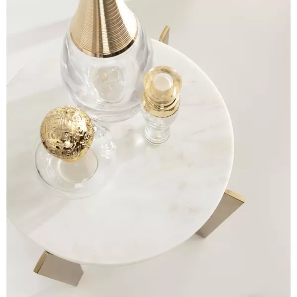 Kate and Laurel Icelyn Modern Marble TwoPiece Plant Stands Set of 2 Gold and Marble Authentic Marble Indoor Plant Stand Set for Use as Living Room Decor or Decorative Tabletop RisersGold