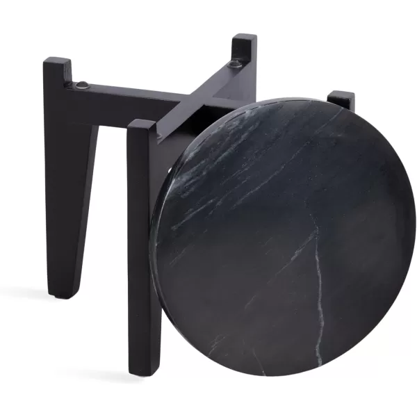 Kate and Laurel Icelyn Modern Marble TwoPiece Plant Stands Set of 2 Gold and Marble Authentic Marble Indoor Plant Stand Set for Use as Living Room Decor or Decorative Tabletop RisersBlack