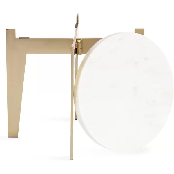 Kate and Laurel Icelyn Modern Marble TwoPiece Plant Stands Set of 2 Gold and Marble Authentic Marble Indoor Plant Stand Set for Use as Living Room Decor or Decorative Tabletop RisersGold