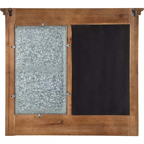 Kate and Laurel Idamae Wood Framed Chalkboard Wall Organizer with Mail Holders and Key Hooks 28quot x 25quot Rustic Brown FarmhouseInspired ChalkboardGrey