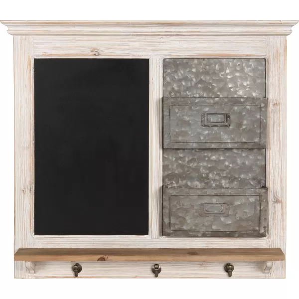 Kate and Laurel Idamae Wood Framed Chalkboard Wall Organizer with Mail Holders and Key Hooks 28quot x 25quot Rustic Brown FarmhouseInspired ChalkboardWhite