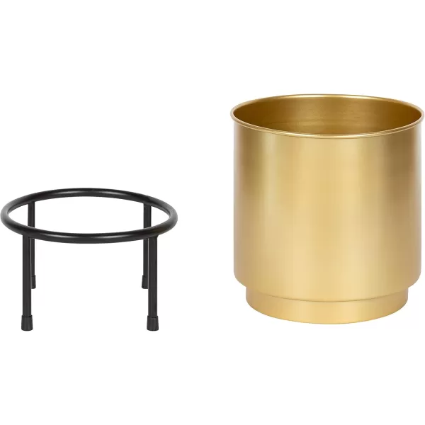 Kate and Laurel Ilena MidCentury Plant Stand Set of 2 Gold and Black Boho Chic Standing Planters for Display
