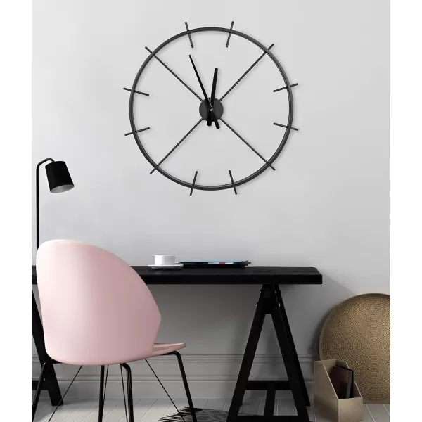 Kate and Laurel Isaac Modern Metal Wall Clock 26quot Black Chic Functional Wall Decor for Home or Office