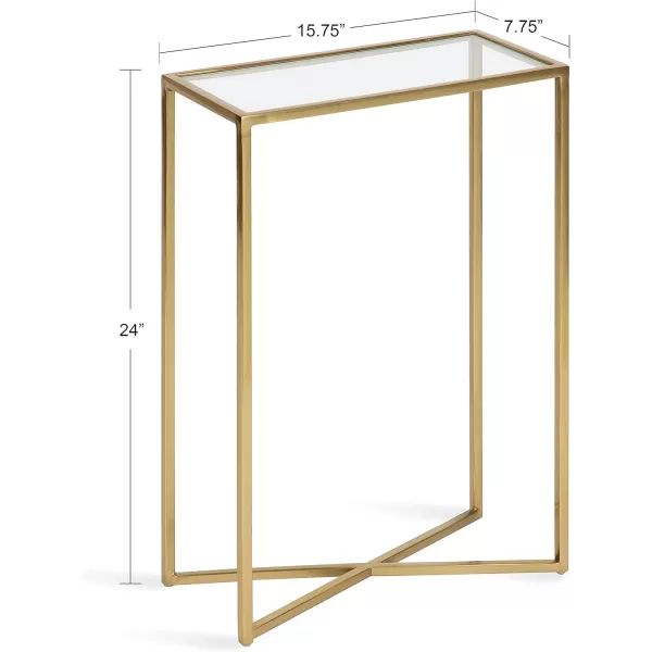 Kate and Laurel Jaspur Modern Slim Side Table 16 x 8 x 24 White Marble and Gold Decorative Glam Narrow End Table for Use as Narrow Bedroom Nightstand or Living Room AccentGold