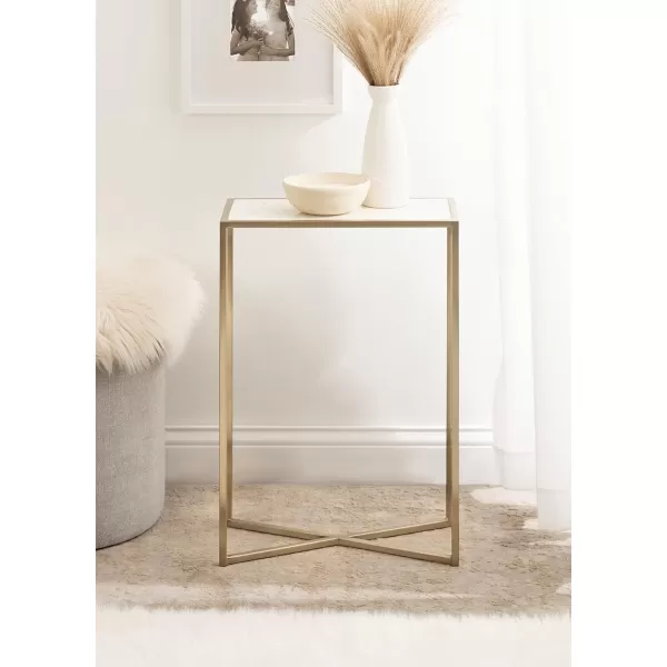 Kate and Laurel Jaspur Modern Slim Side Table 16 x 8 x 24 White Marble and Gold Decorative Glam Narrow End Table for Use as Narrow Bedroom Nightstand or Living Room AccentWhiteGold