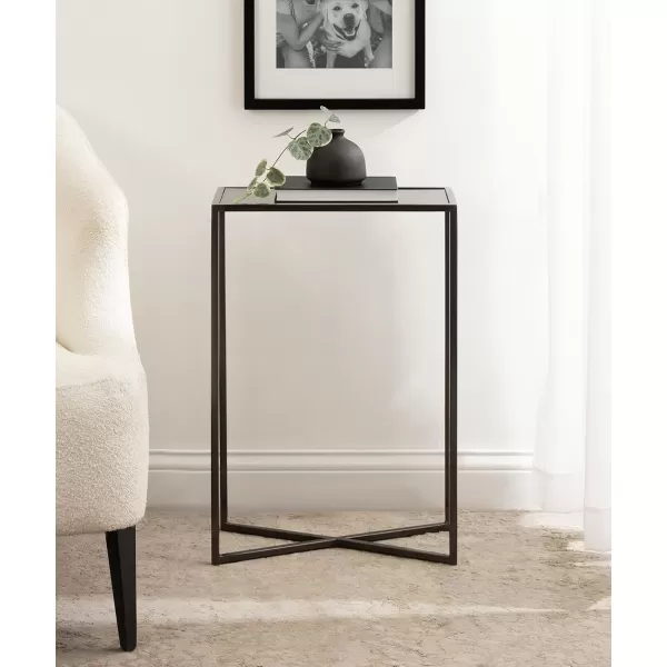 Kate and Laurel Jaspur Modern Slim Side Table 16 x 8 x 24 White Marble and Gold Decorative Glam Narrow End Table for Use as Narrow Bedroom Nightstand or Living Room AccentPewter