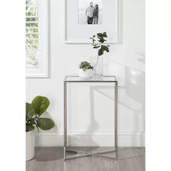 Kate and Laurel Jaspur Modern Slim Side Table 16 x 8 x 24 White Marble and Gold Decorative Glam Narrow End Table for Use as Narrow Bedroom Nightstand or Living Room AccentSilver