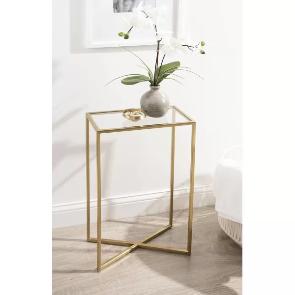 Kate and Laurel Jaspur Modern Slim Side Table 16 x 8 x 24 White Marble and Gold Decorative Glam Narrow End Table for Use as Narrow Bedroom Nightstand or Living Room AccentGold