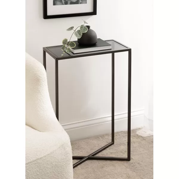 Kate and Laurel Jaspur Modern Slim Side Table 16 x 8 x 24 White Marble and Gold Decorative Glam Narrow End Table for Use as Narrow Bedroom Nightstand or Living Room AccentPewter