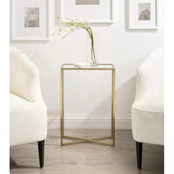 Kate and Laurel Jaspur Modern Slim Side Table 16 x 8 x 24 White Marble and Gold Decorative Glam Narrow End Table for Use as Narrow Bedroom Nightstand or Living Room AccentGold