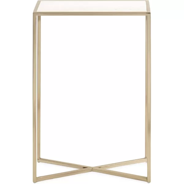 Kate and Laurel Jaspur Modern Slim Side Table 16 x 8 x 24 White Marble and Gold Decorative Glam Narrow End Table for Use as Narrow Bedroom Nightstand or Living Room AccentWhiteGold