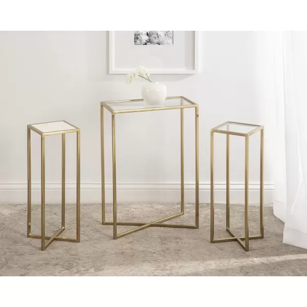 Kate and Laurel Jaspur Square Metal End Table 7x7x21 GoldWhiteGoldClear