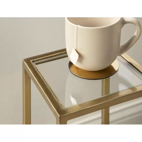Kate and Laurel Jaspur Square Metal End Table 7x7x21 GoldWhiteGoldClear