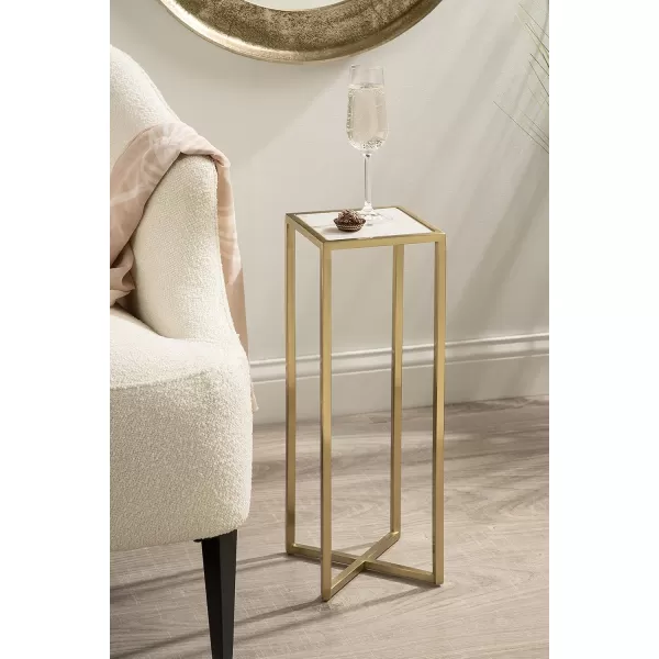Kate and Laurel Jaspur Square Metal End Table 7x7x21 GoldWhiteGoldWhite