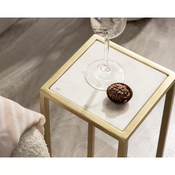 Kate and Laurel Jaspur Square Metal End Table 7x7x21 GoldWhiteGoldWhite