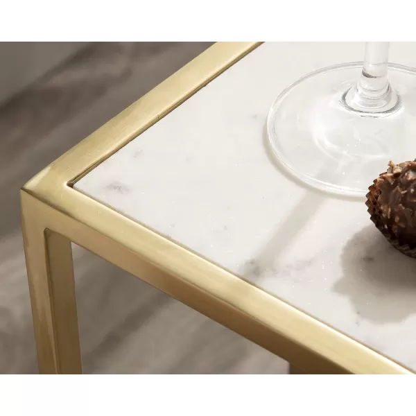 Kate and Laurel Jaspur Square Metal End Table 7x7x21 GoldWhiteGoldWhite