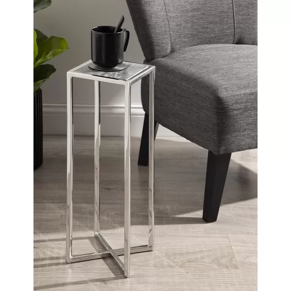 Kate and Laurel Jaspur Square Metal End Table 7x7x21 GoldWhiteGray and Silver