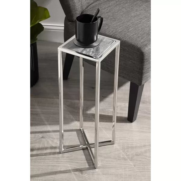 Kate and Laurel Jaspur Square Metal End Table 7x7x21 GoldWhiteGray and Silver