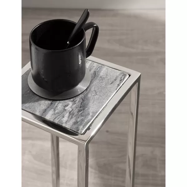 Kate and Laurel Jaspur Square Metal End Table 7x7x21 GoldWhiteGray and Silver