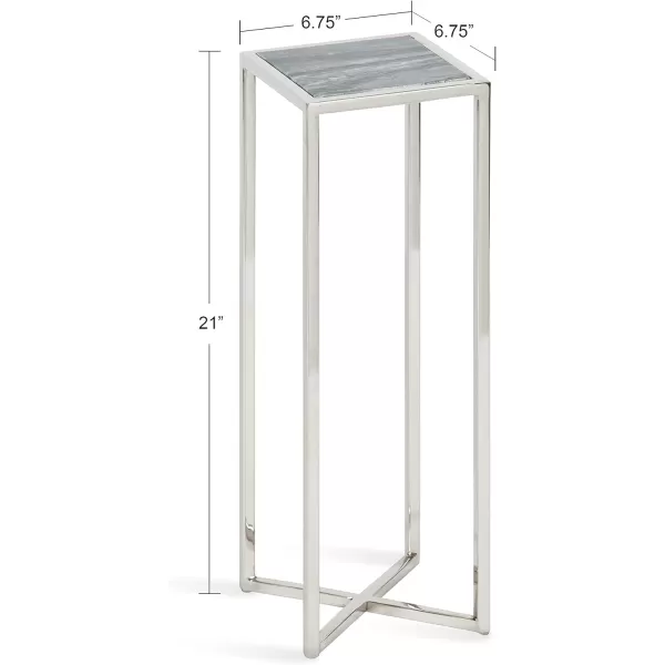 Kate and Laurel Jaspur Square Metal End Table 7x7x21 GoldWhiteGray and Silver