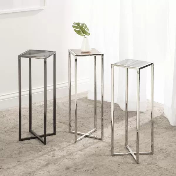 Kate and Laurel Jaspur Square Metal End Table 7x7x21 GoldWhitePewter