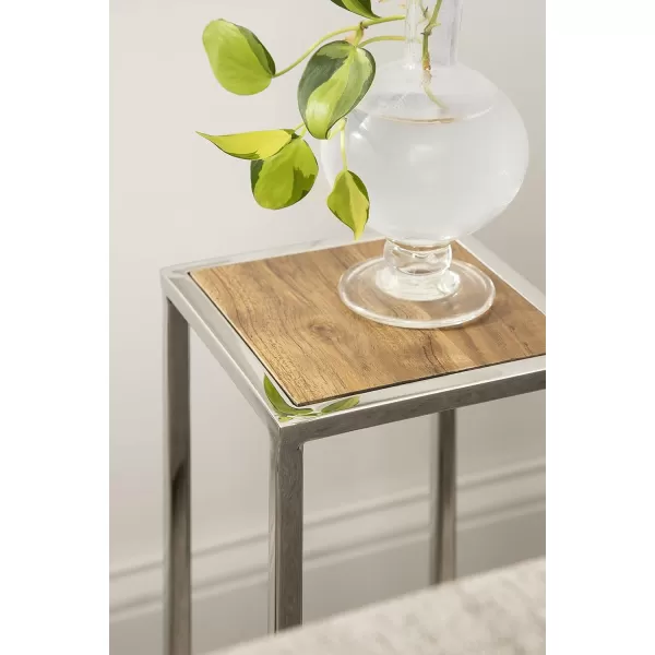Kate and Laurel Jaspur Square Metal End Table 7x7x21 GoldWhiteRustic BrownSilver