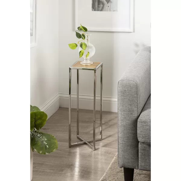 Kate and Laurel Jaspur Square Metal End Table 7x7x21 GoldWhiteRustic BrownSilver