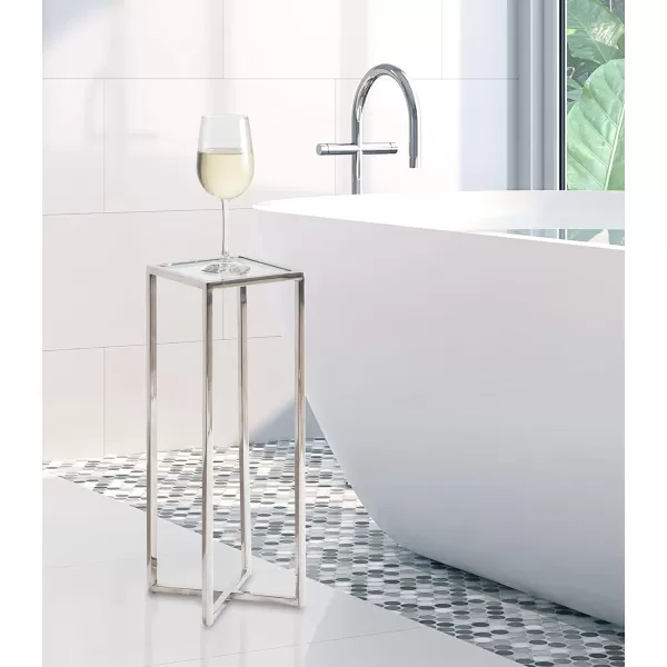 Kate and Laurel Jaspur Square Metal End Table 7x7x21 GoldWhiteSilver
