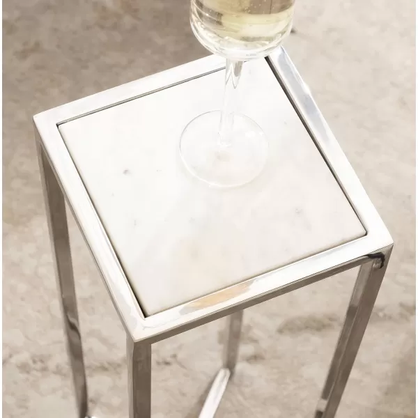 Kate and Laurel Jaspur Square Metal End Table 7x7x21 GoldWhiteSilverWhite