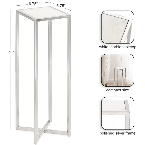 Kate and Laurel Jaspur Square Metal End Table 7x7x21 GoldWhiteSilverWhite