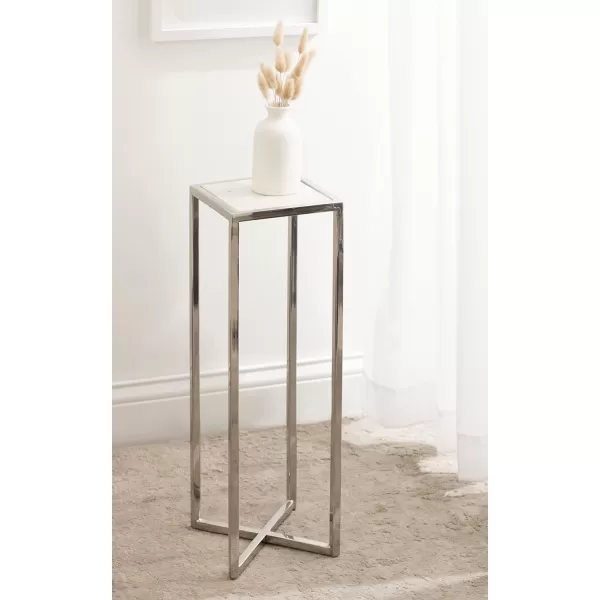 Kate and Laurel Jaspur Square Metal End Table 7x7x21 GoldWhiteSilverWhite
