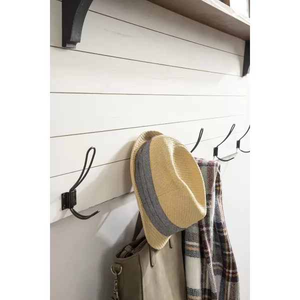 Kate and Laurel Jeran Wood Wall Shelf with 5 Hooks WhiteWhite