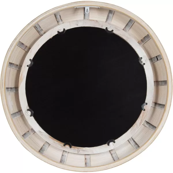 Kate and Laurel Jonesport Chunky Decorative Round Mirror 26 Inch Diameter Light Natural Coastal Circle Mirror with Beaded Detail Design for Bathroom Mirror for Over Sink