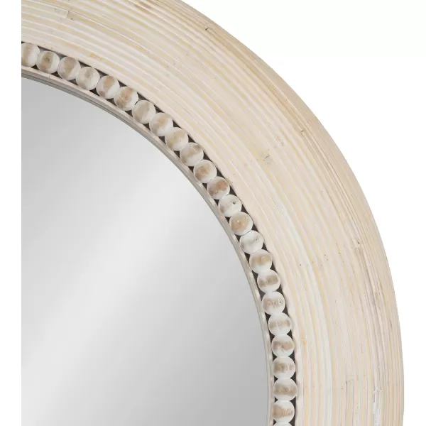 Kate and Laurel Jonesport Chunky Decorative Round Mirror 26 Inch Diameter Light Natural Coastal Circle Mirror with Beaded Detail Design for Bathroom Mirror for Over Sink