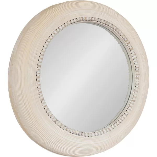 Kate and Laurel Jonesport Chunky Decorative Round Mirror 26 Inch Diameter Light Natural Coastal Circle Mirror with Beaded Detail Design for Bathroom Mirror for Over Sink