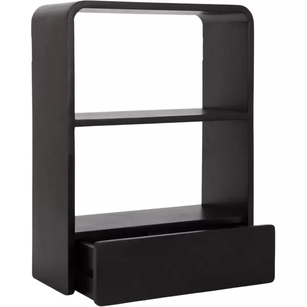 Kate and Laurel Kato Modern Wall Shelf with Drawer 18 x 24 Black Decorative Over The Toilet Shelf for Use as Bathroom Storage or Living Room Display ShelfBlack