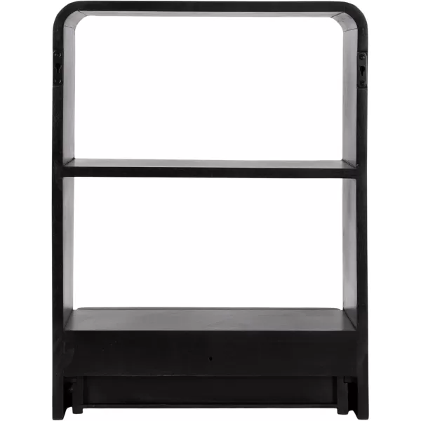 Kate and Laurel Kato Modern Wall Shelf with Drawer 18 x 24 Black Decorative Over The Toilet Shelf for Use as Bathroom Storage or Living Room Display ShelfBlack