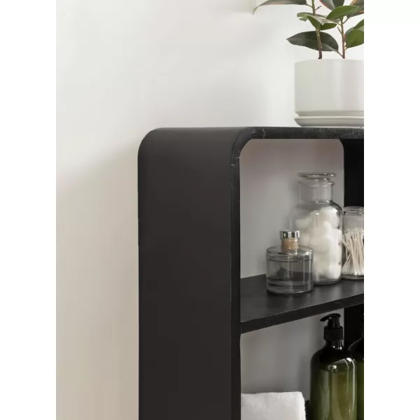 Kate and Laurel Kato Modern Wall Shelf with Drawer 18 x 24 Black Decorative Over The Toilet Shelf for Use as Bathroom Storage or Living Room Display ShelfBlack