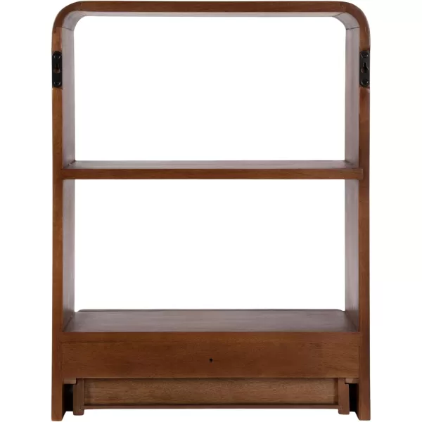 Kate and Laurel Kato Modern Wall Shelf with Drawer 18 x 24 Black Decorative Over The Toilet Shelf for Use as Bathroom Storage or Living Room Display ShelfWalnut Brown