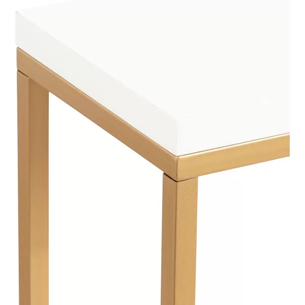 Kate and Laurel Kaya Modern Glam Console 30 x 30 x 10 Painted Rectangle TwoTone Entryway Table with Geometric Metal Base and Mixed Materials Design 30x10x30 WhiteGold